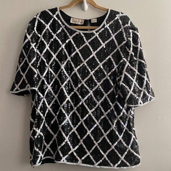 Beautiful Elegant SequinS Plus Size  Pullover Tunic Blouse Top - Picture 2 of 12